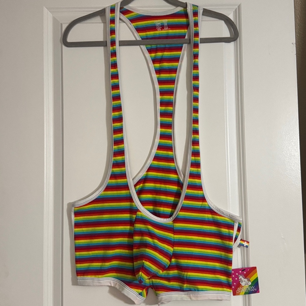 NWT Andrew Christian Pride Rainbow Singlet w/ Pouch – Men’s XL